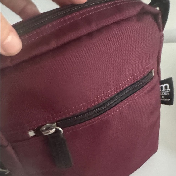 Marimekko Cash & Carry Canvas Crossbody Nylon Maroon Bag - Picture 10 of 12